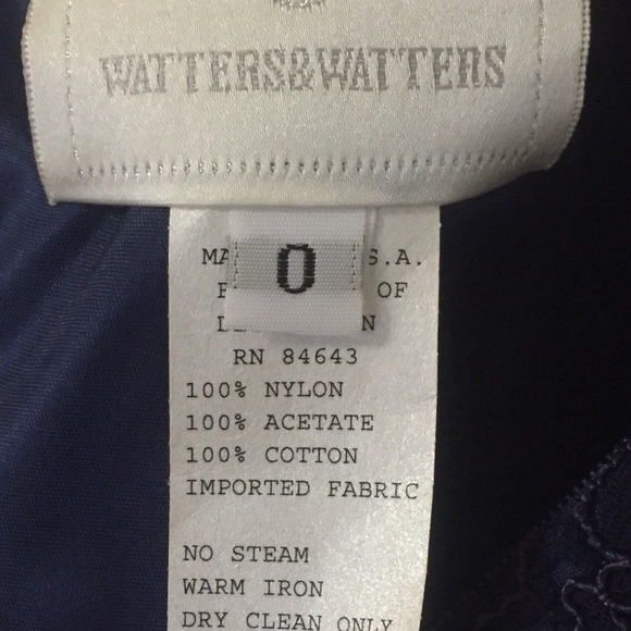 Watters&Watters Navy Blue Lace Embroidered Dress - Picture 4 of 5